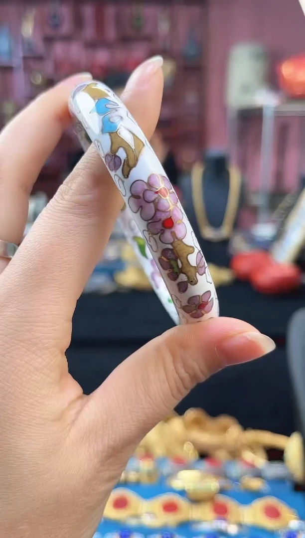 非遗 景泰蓝棍镯 60/宽版 白色