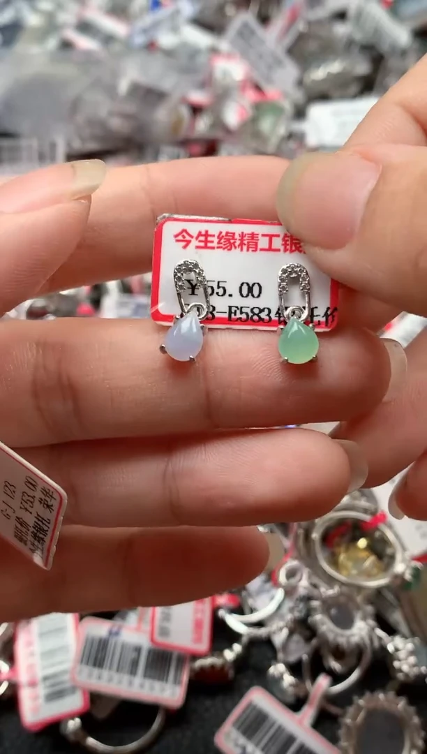 银S925镶嵌戒指翡翠天然A货缅甸翡翠