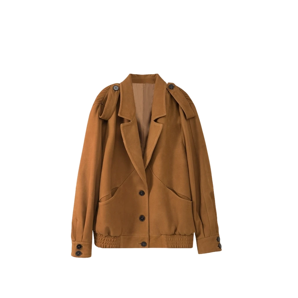 【气场全开】殿堂级进口山羊皮反绒皮夹克宽松型秋季女士长袖448