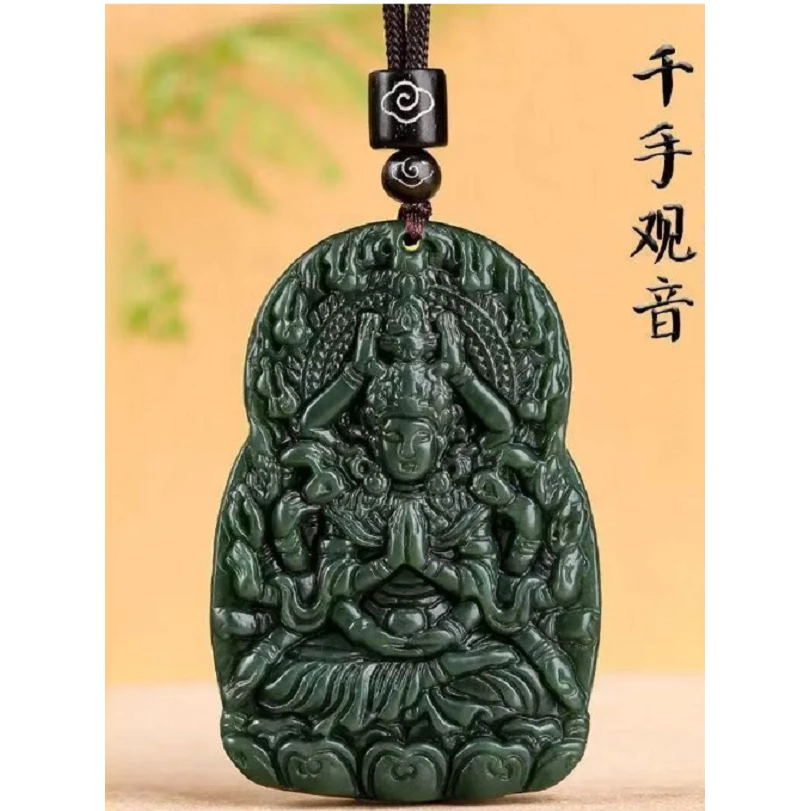 非金属玻璃吊坠 千手观音守护神雕刻项坠 x