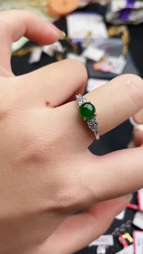 银S925镶嵌戒指翡翠63