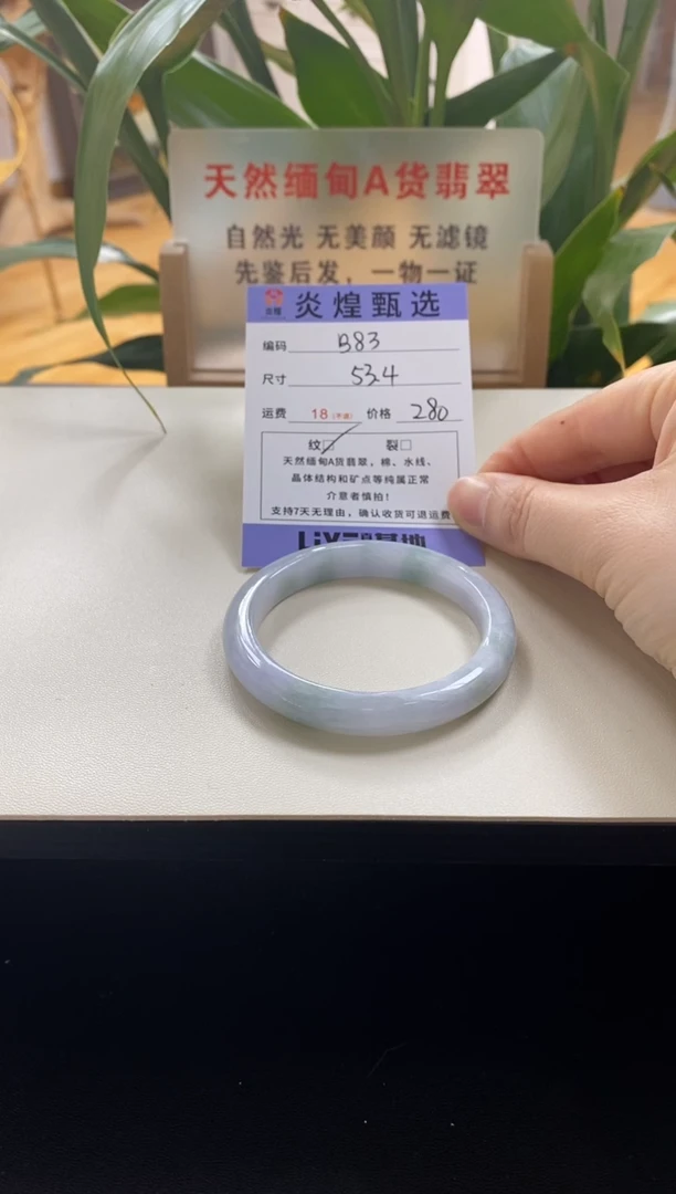 未镶嵌手镯翡翠c****。圈口53.4编码b83