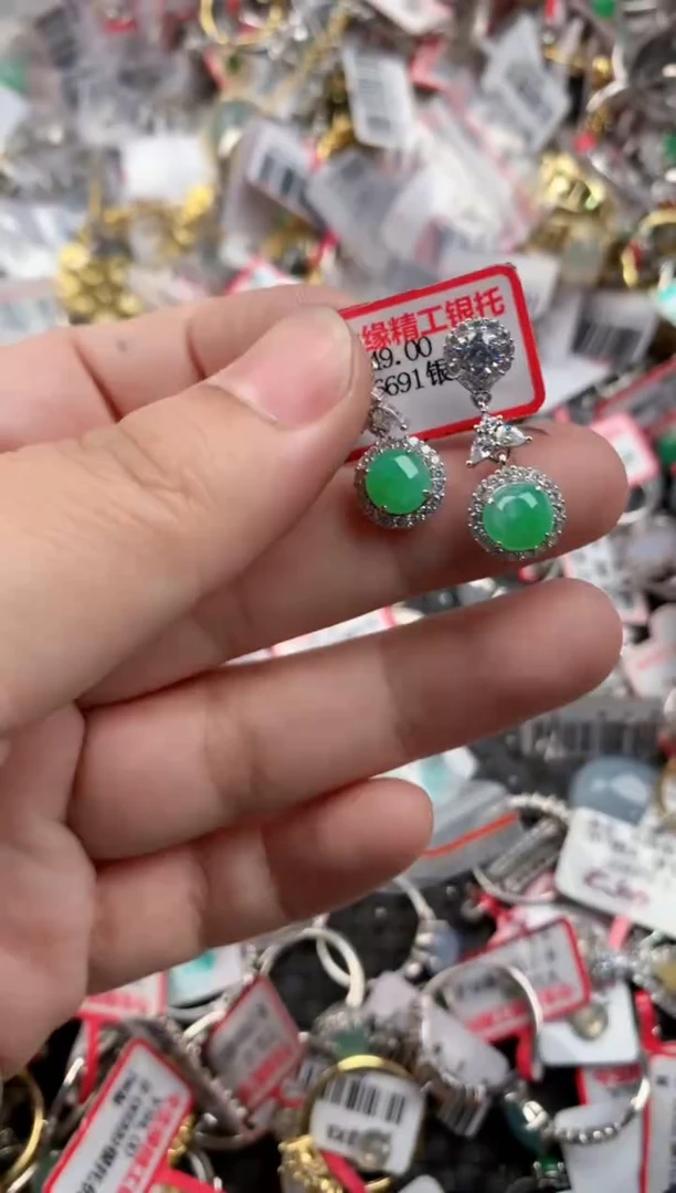 银S925镶嵌戒指翡翠666   5