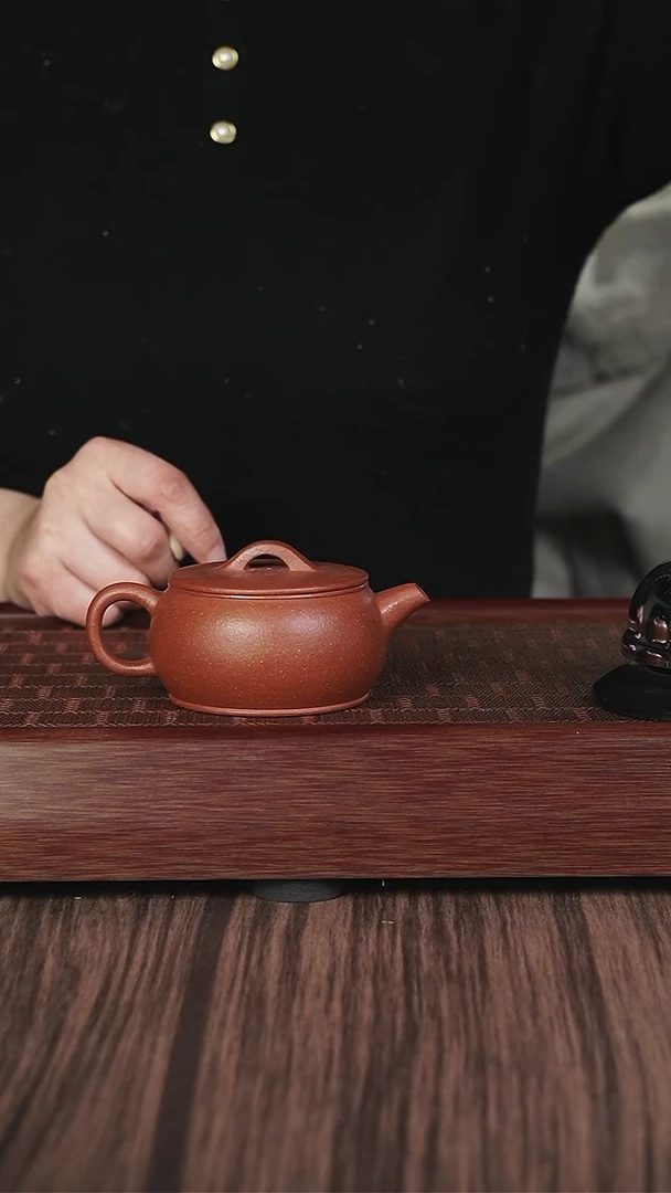 【闪购商品】紫砂茶壶xj  红降坡  圆鼓