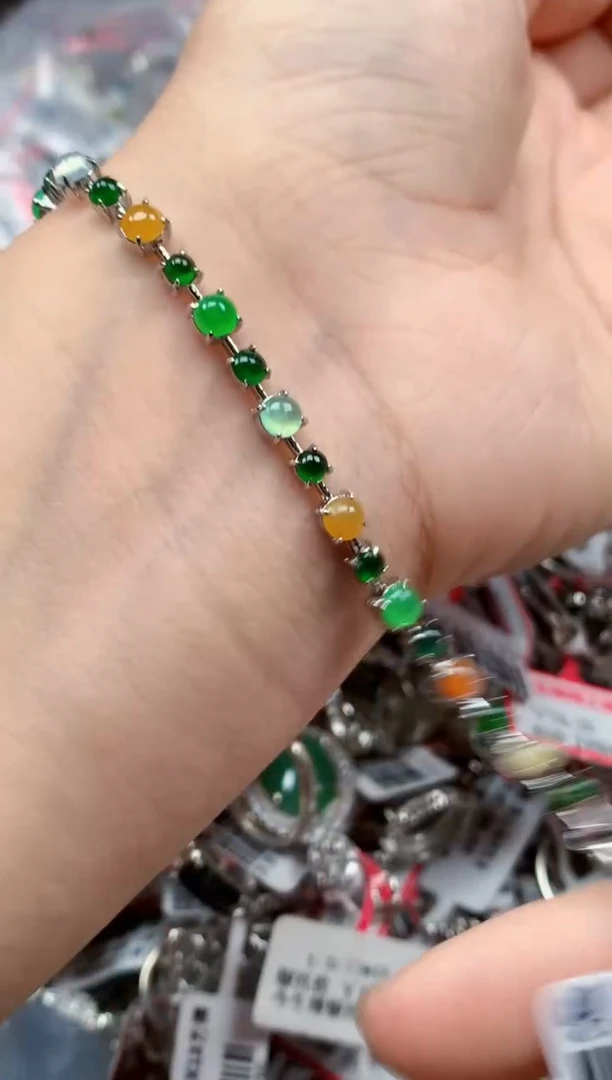 银S925镶嵌戒指翡翠天然A货缅甸翡翠