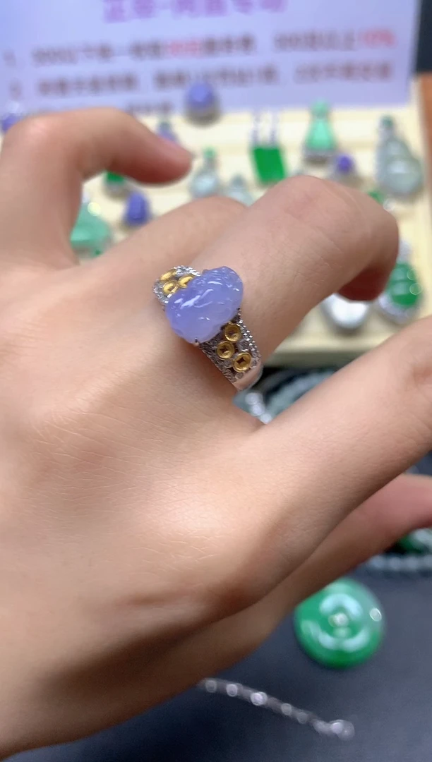 翡翠戒指18K金镶嵌戒指|3500+350