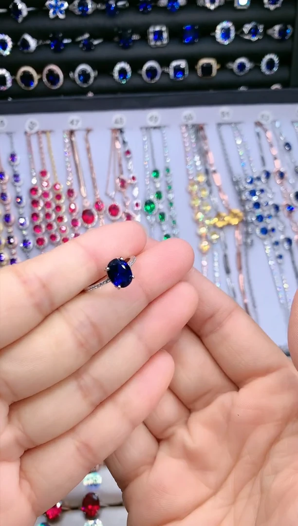 【闪购商品】蓝宝石戒指银S925镶嵌银色7.9