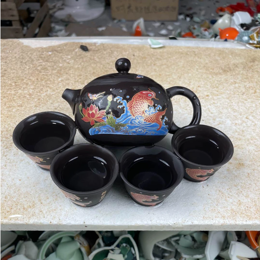 【闪购商品】锦绣前程深井老紫泥西施壶((送4杯)JX