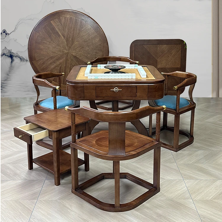 圆形多功能小户型实木麻将机全自动家用麻将机餐桌一体2025最新款