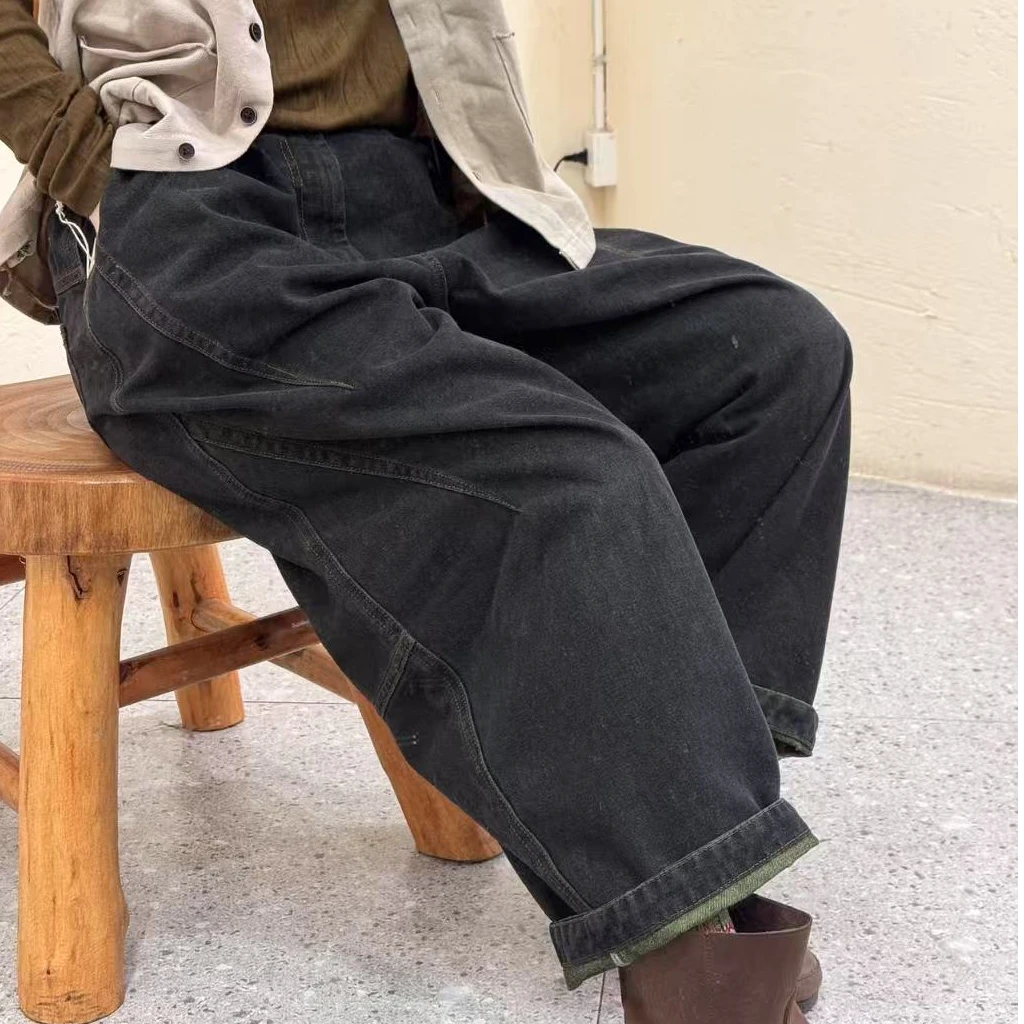 2025夏季上新款纯色百搭休闲宽松直筒牛仔休闲裤QYS250103
