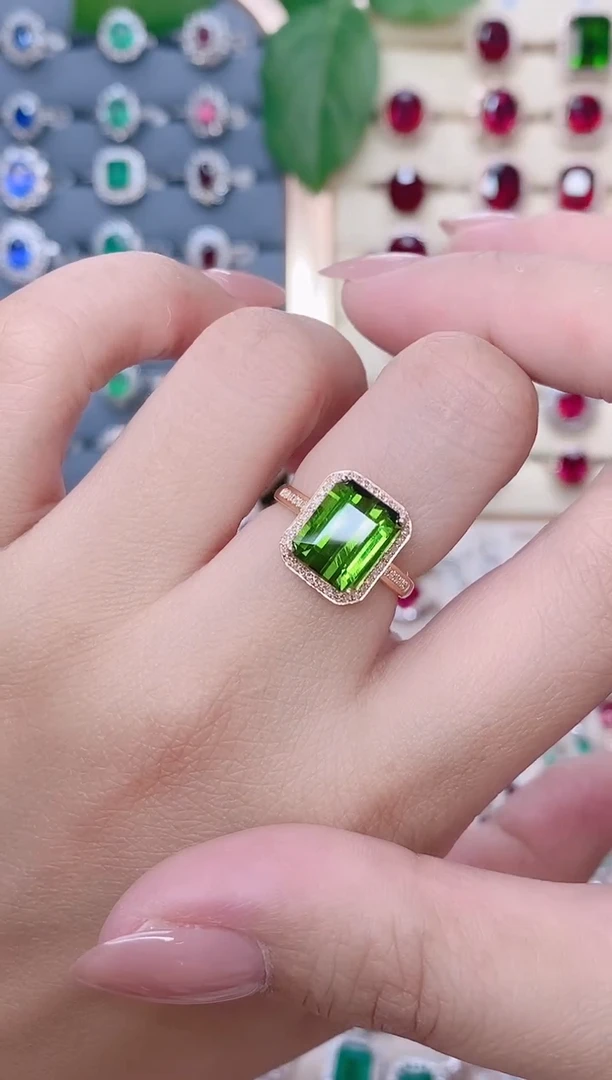 18K金镶嵌碧玺戒指碧玺4.6ct