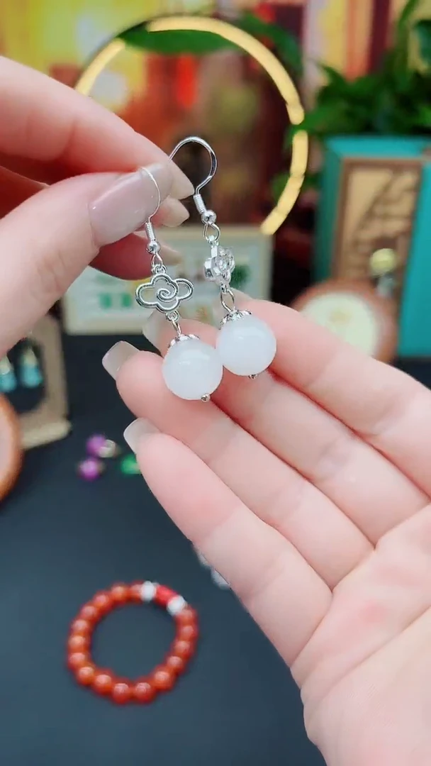 玛瑙/玉髓耳饰银S925镶嵌101000