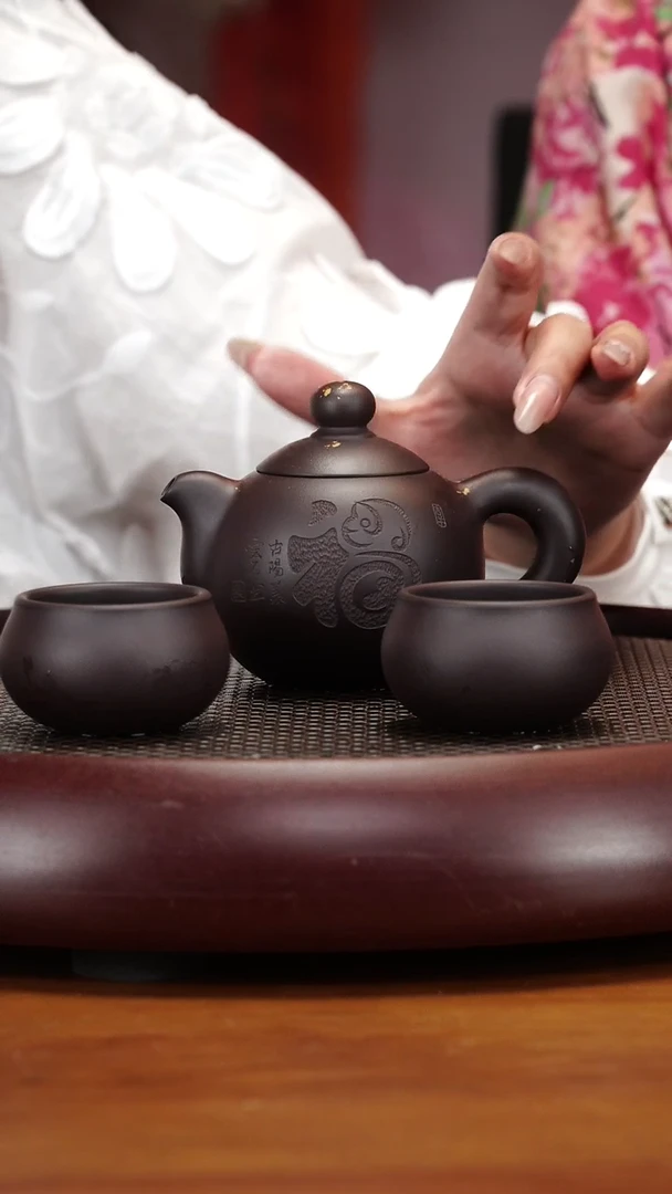 茶壶紫砂37ZCP迷你芙蓉珠黑墩头