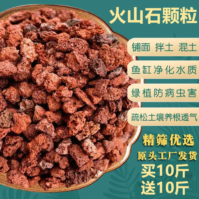 【买10斤送10斤】火山石颗粒花盆铺面鱼缸垫底造景过滤水质火山岩石