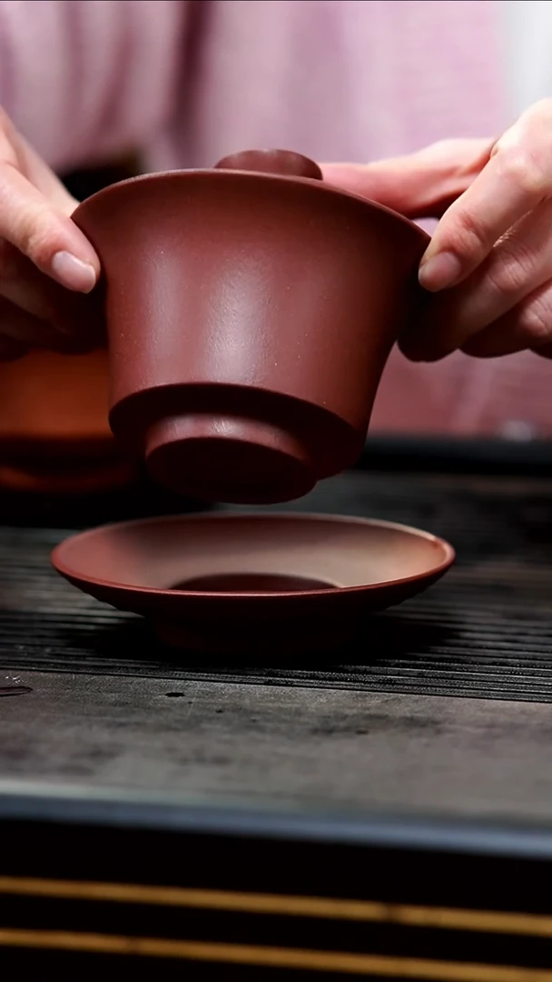 【闪购商品】紫砂茶壶09-台西底槽清三才盖碗180cc