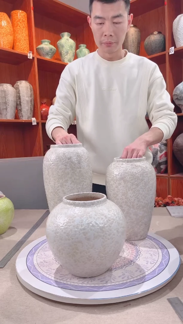 【闪购商品】瓶茶白三件套 陶瓷花瓶 无花