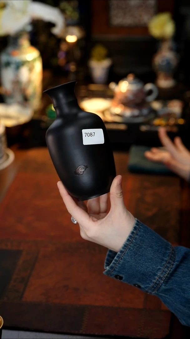 雲梦茶器紫陶花瓶7087