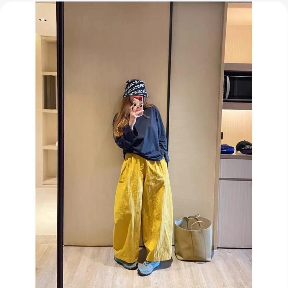 【夏季空调裤】多巴胺韩系速干阔腿裤2025新款高腰宽松显瘦束脚裤