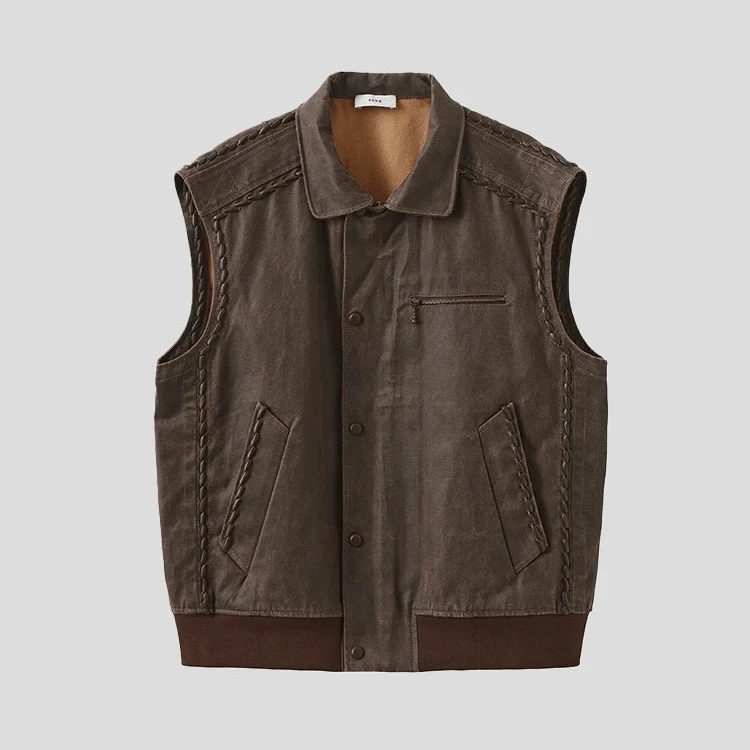 8ON8 2025春季新款男女同款编织口袋棉质工装马甲