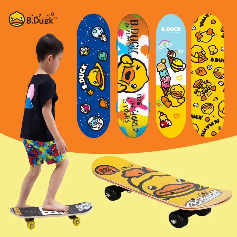 B.Duck小黄鸭儿童滑板新手正版潮酷耐磨入门运动户外滑板3-6岁