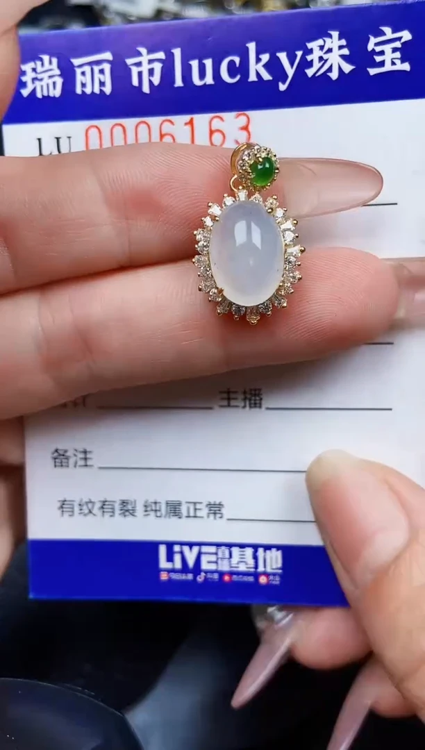 翡翠银S925镶嵌颈饰6163