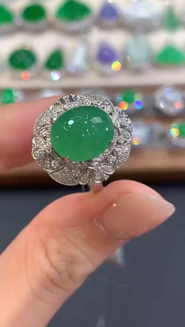 18K金镶嵌戒指翡翠a73多样性一件发货