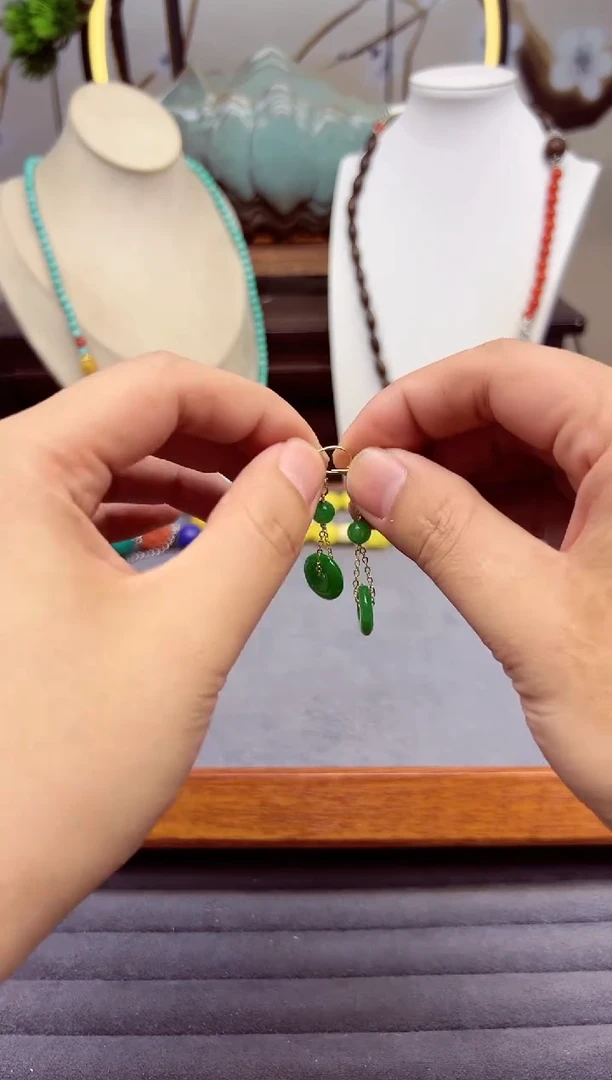 【闪购商品】翡翠耳饰14K金镶嵌E104````