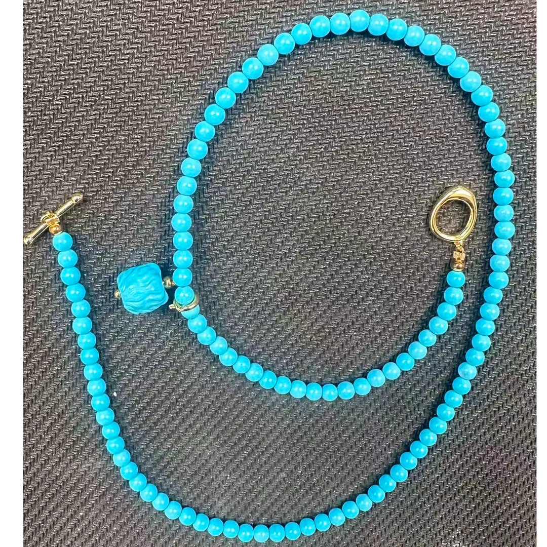 蓝色原创diy设计百搭项链