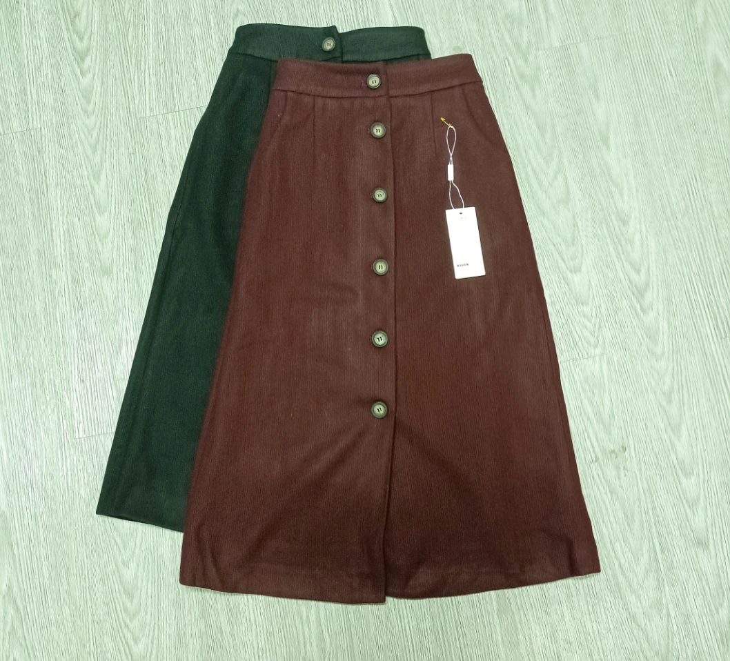 2025春秋时尚高腰前开叉单排扣半身裙637【5】