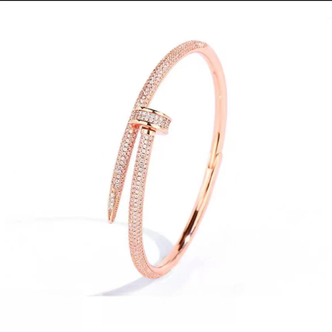 #三男孩专享#002时尚U型锁手镯满钻轻奢百搭钉子手镯简约