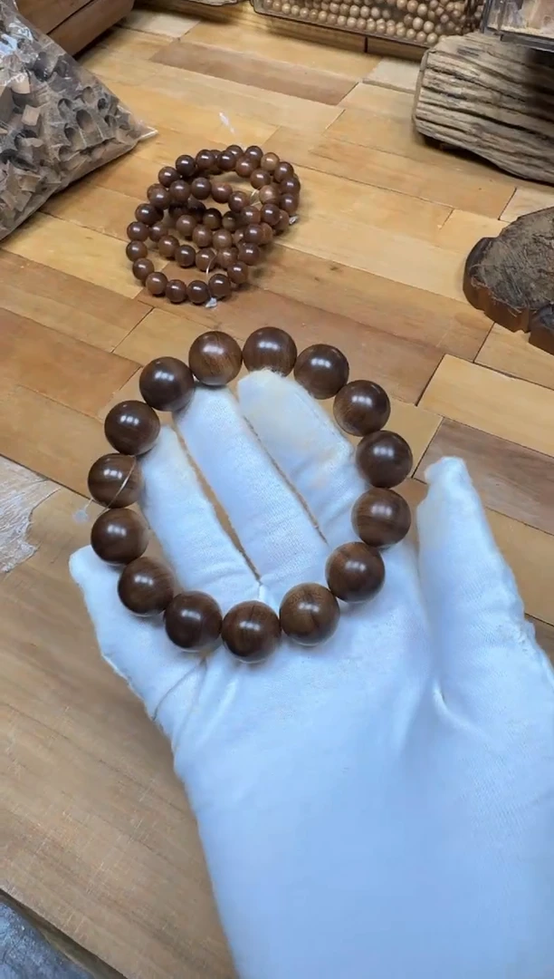 檀香木手串/手链老山檀香檀香王1.5单圈横纹沉水黑肉