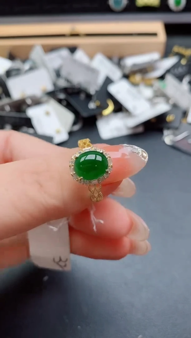 银S925镶嵌戒指翡翠1