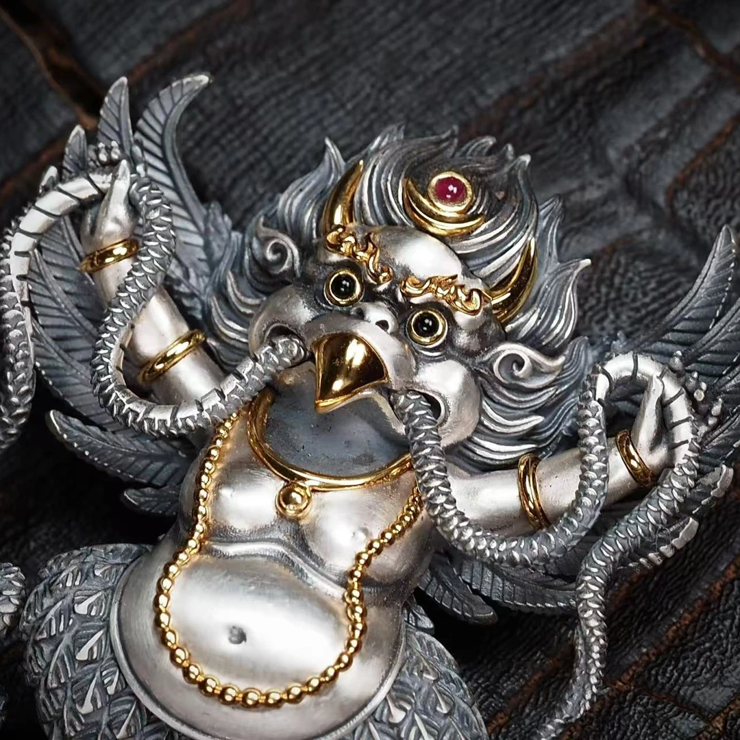 珑法观物&朴素-金翅大鹏鸟原创银版文玩挂坠