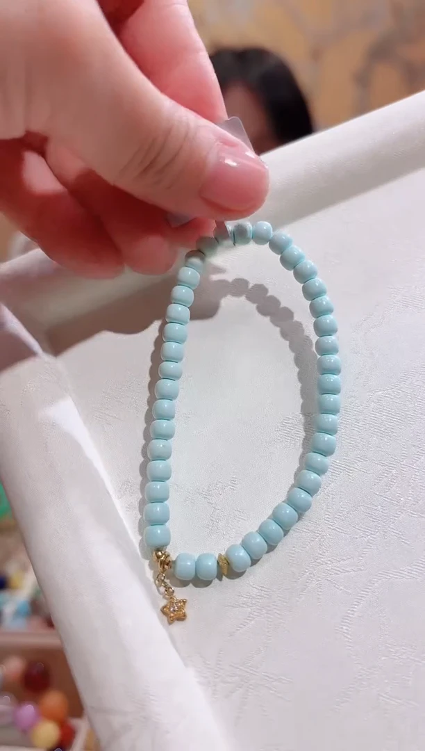 18K金镶嵌绿松石手链樱***铁设计款手串