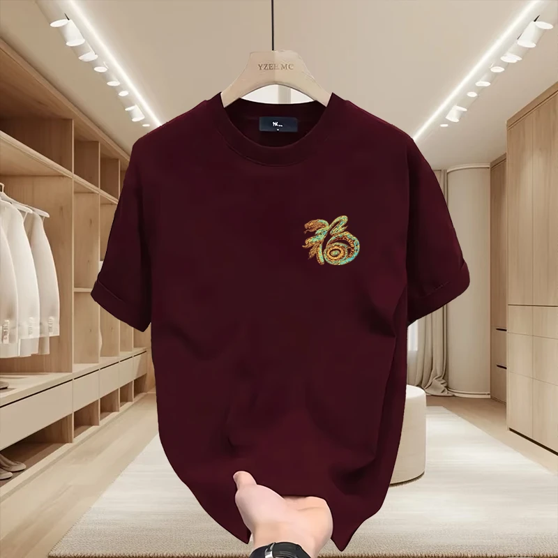 宾凯莱2025新款国潮印花圆领上衣时尚好运男女同款潮牌短袖打底衫