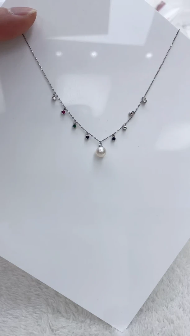 【闪购商品】海水珍珠颈饰银S925镶嵌海水珍珠项链