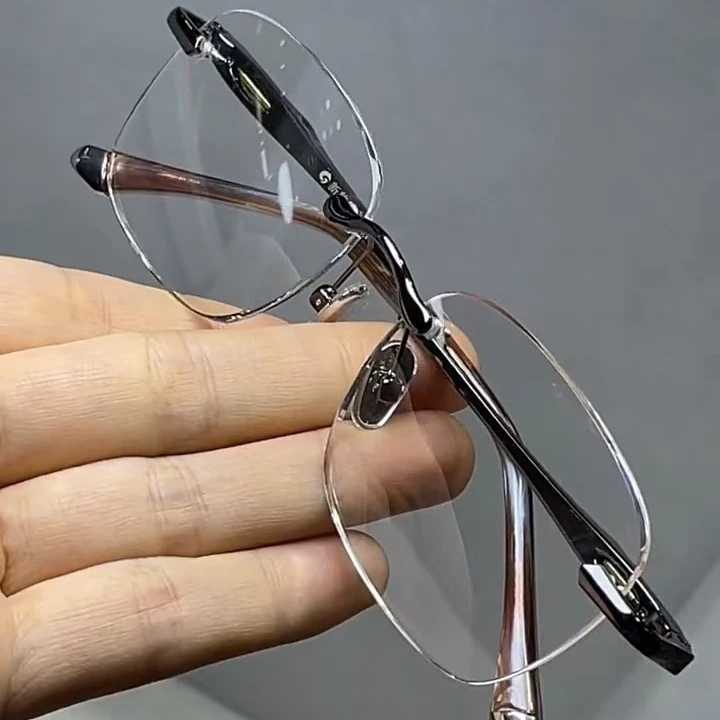 高清真石头老花眼镜无框耐刮耐磨时尚清凉养眼护目百搭男款无边框