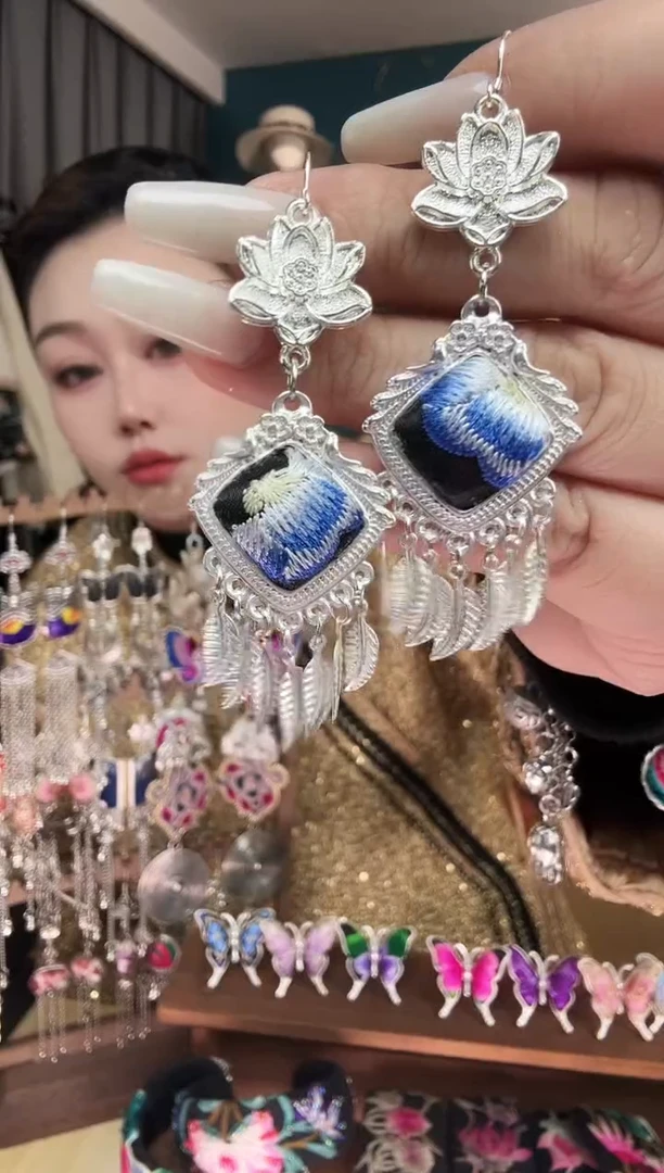 刺绣纯手工民族风刺绣耳环