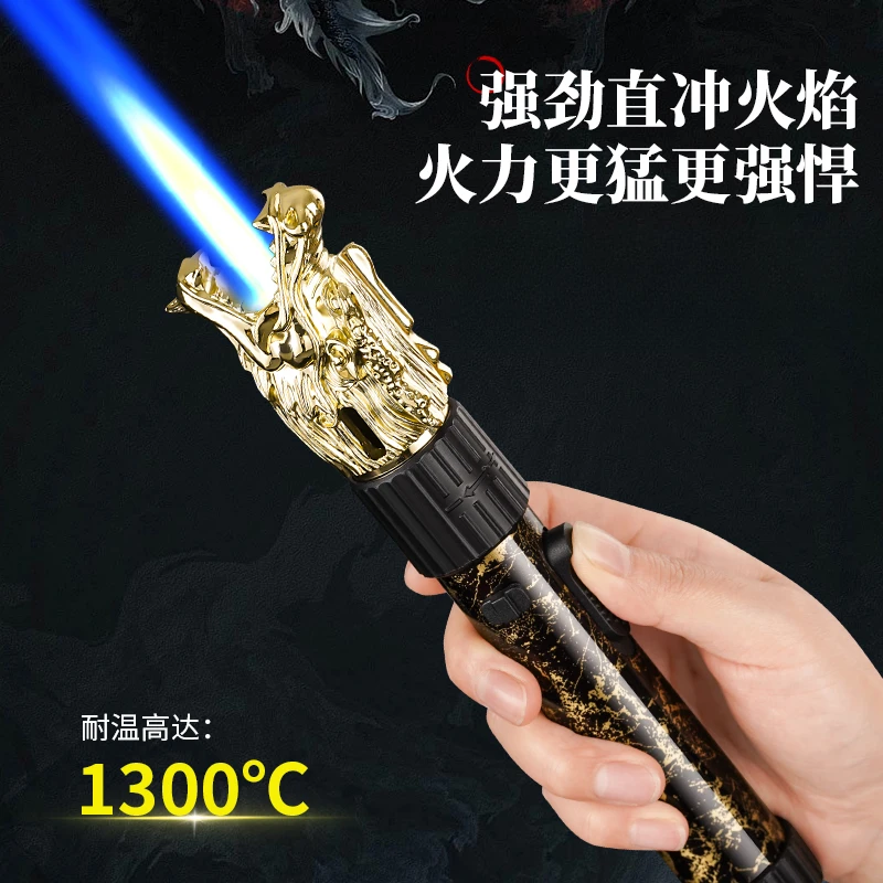 金属浮雕龙头充气式高温喷火枪家用艾灸烧猪毛点火器户外烧烤火机
