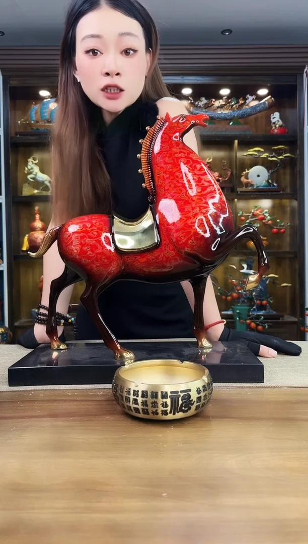 黄铜用****5大理石唐马大号高度43CM