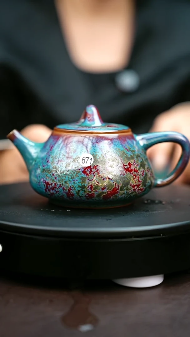 671#原矿钧瓷炉钧釉石瓢壶