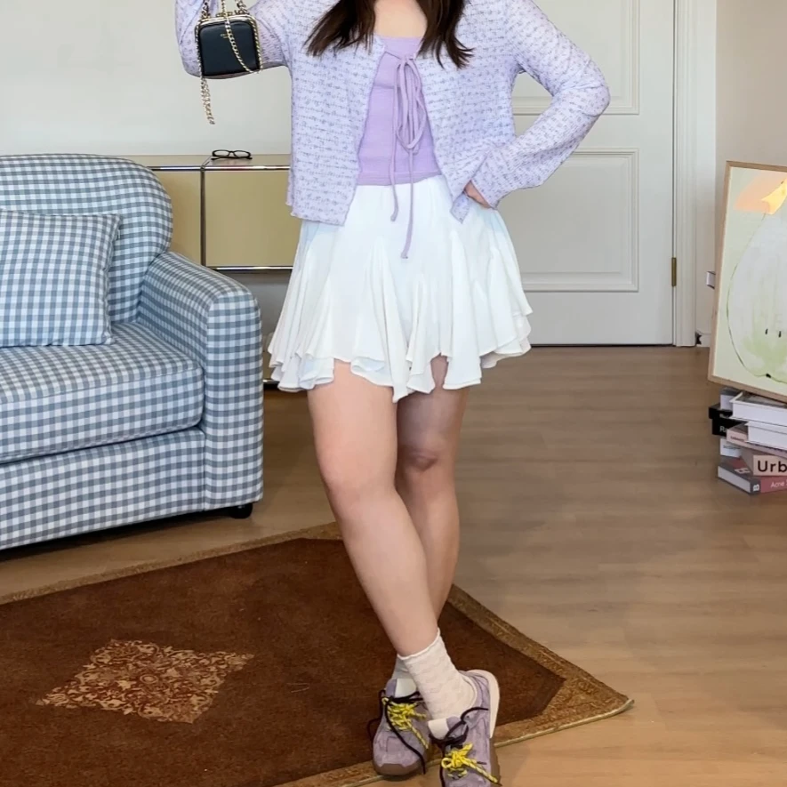 晶咕【棉花糖】百搭不规则百褶荷叶边甜美减龄高腰显瘦蓬蓬裙