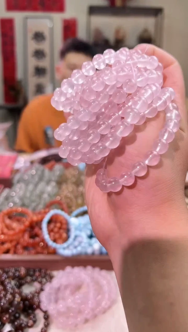 芙蓉石手链未镶嵌8mm+粉水晶手串（多样性发一）