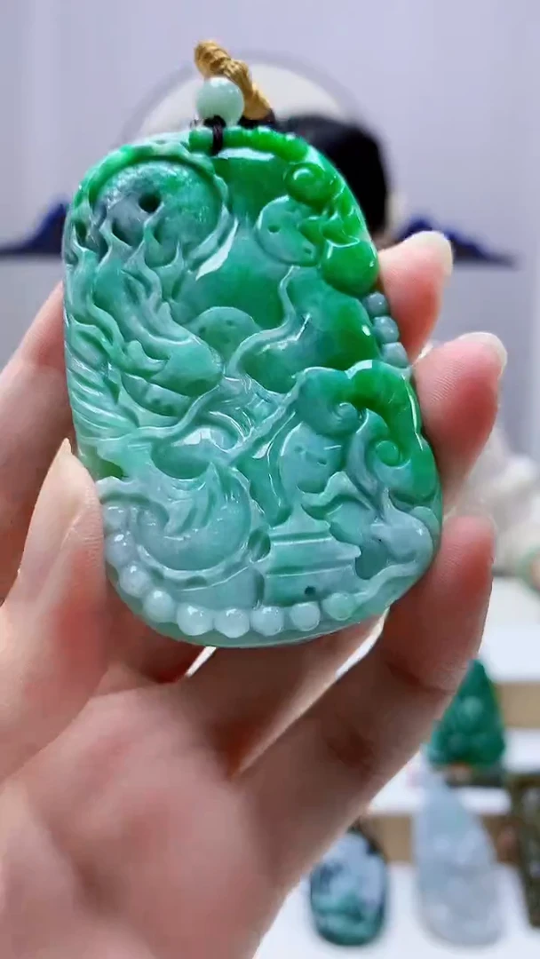 未镶嵌定制翡翠4852zm-毛货挂件龙牌16