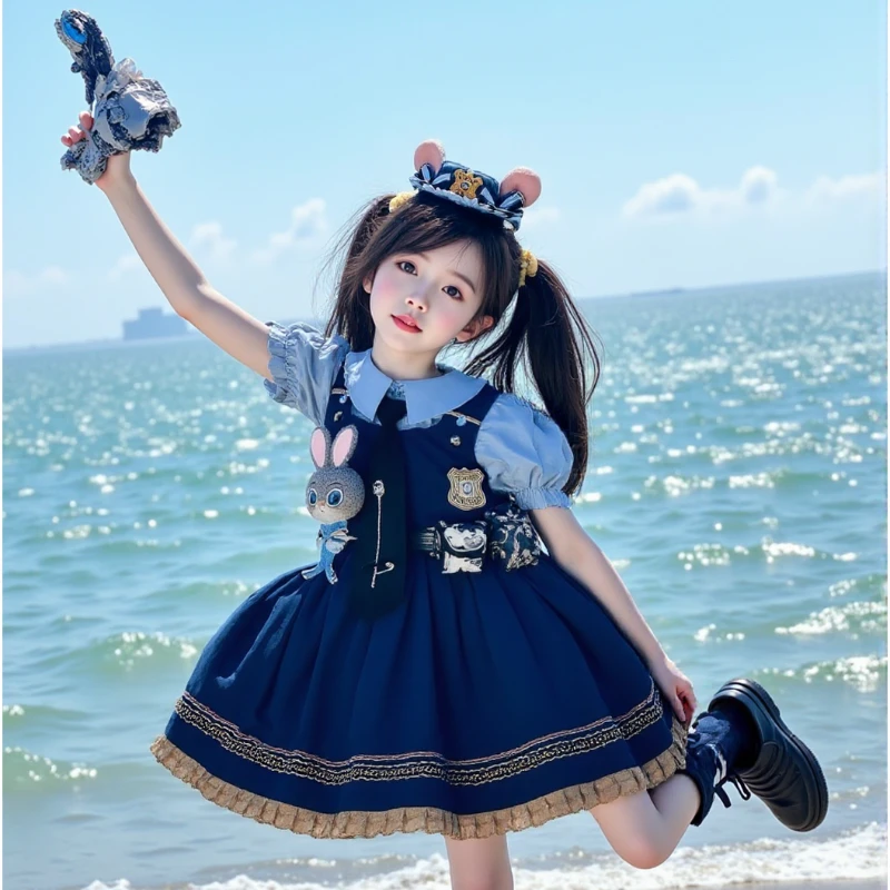 朱迪兔子警官女童夏季连衣裙小女孩cos套装衣服儿童生日礼服裙子