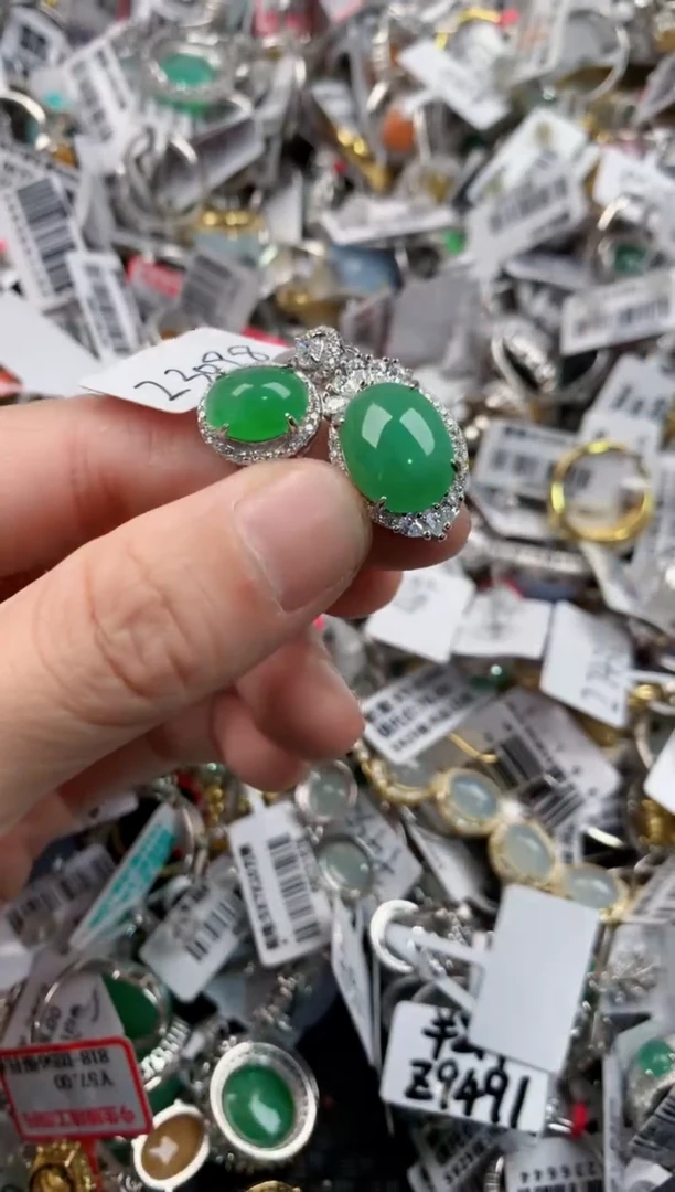 银S925镶嵌戒指翡翠222           2