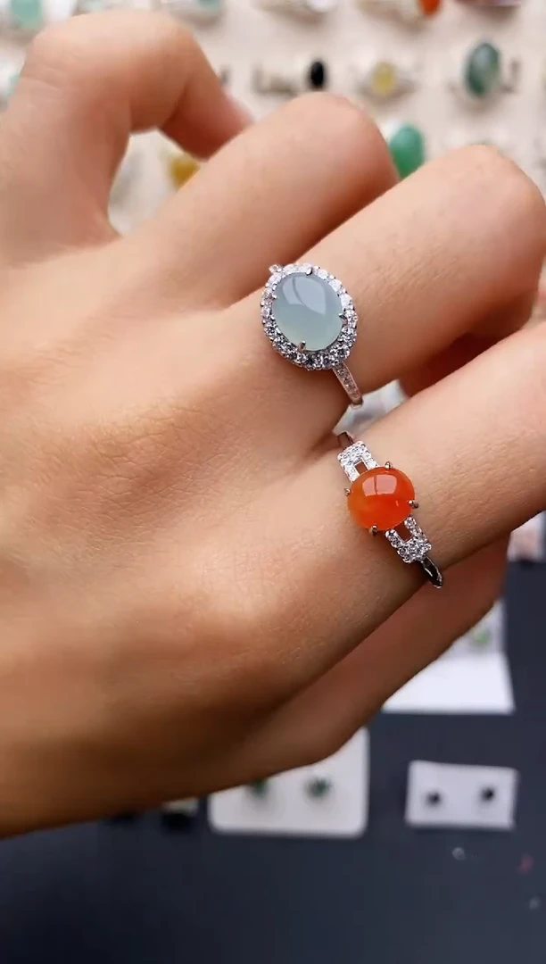 【闪购商品】翡翠戒指银S925镶嵌缅甸翡翠