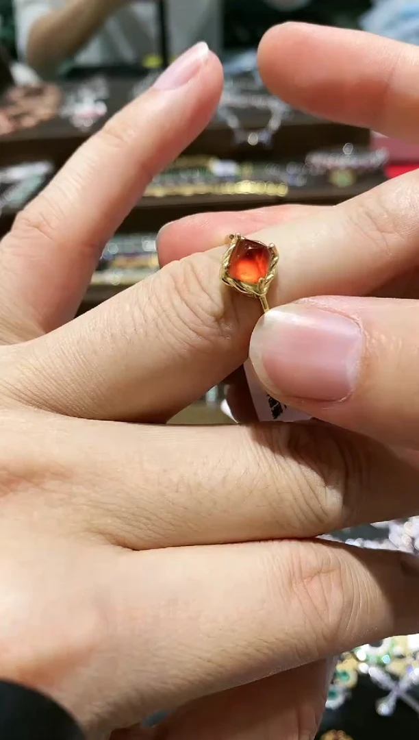 【闪购商品】石榴石戒指银S925镶嵌戒指