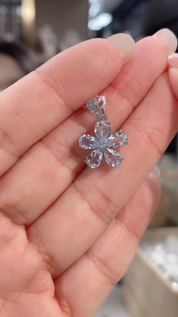 银S925镶嵌吊坠(不含链)海蓝宝石097ZB1030产品一个