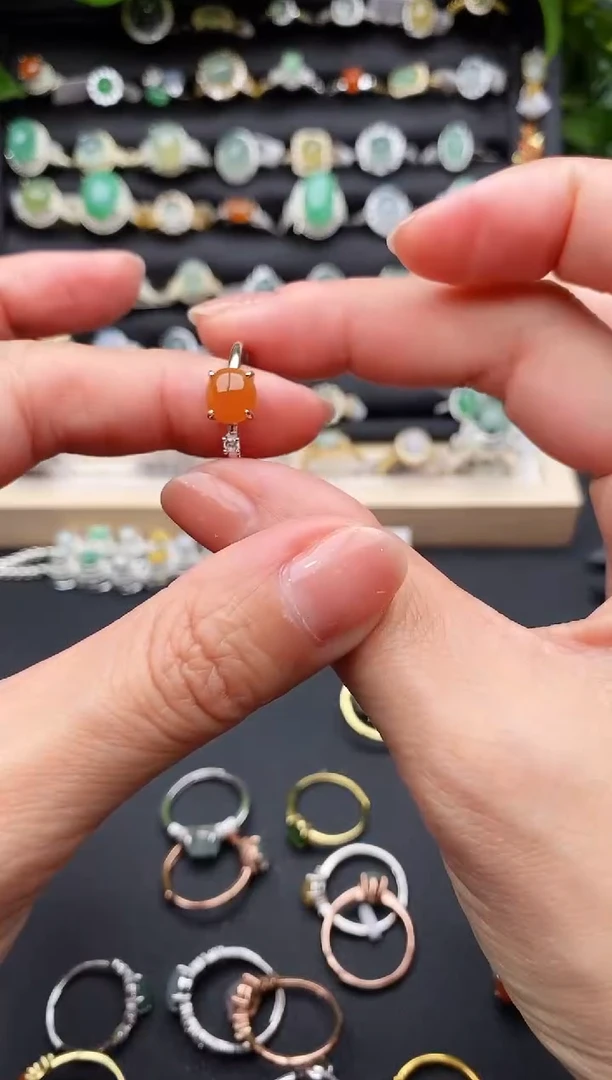 【闪购商品】翡翠戒指银S925镶嵌缅甸翡翠A货22  1-9